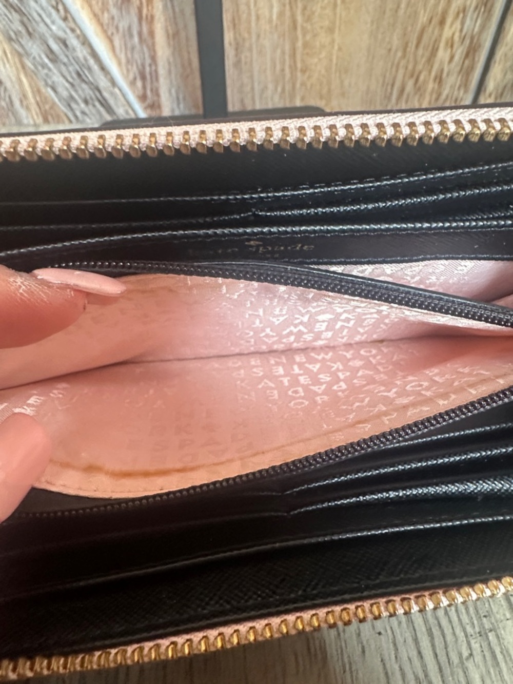 kate spade Pink and Black Plaid Zip Wallet - Picture 9 of 11